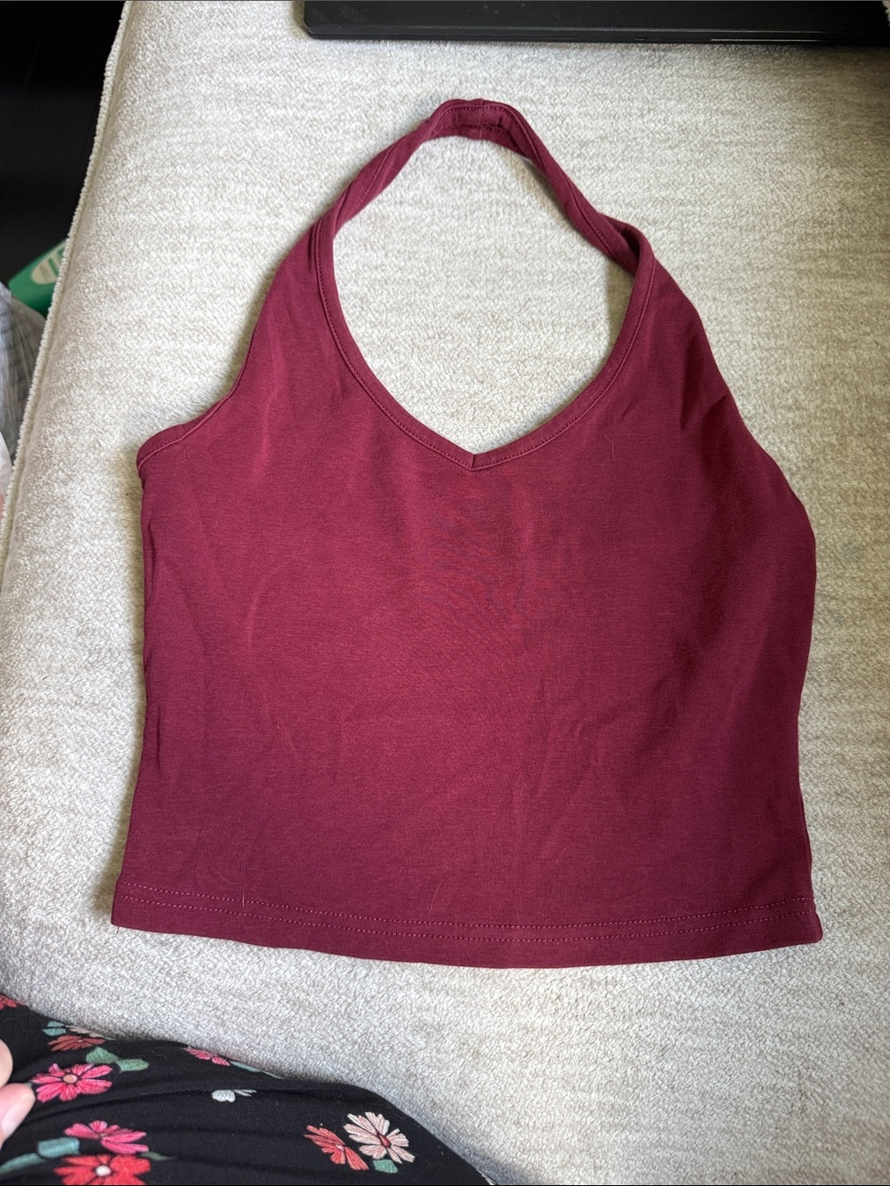 Sleeveless V-Neck Halter Camisole in Burgundy